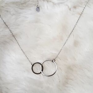 925 Sterling Interlocking 2 Tone Double Circle Necklace
